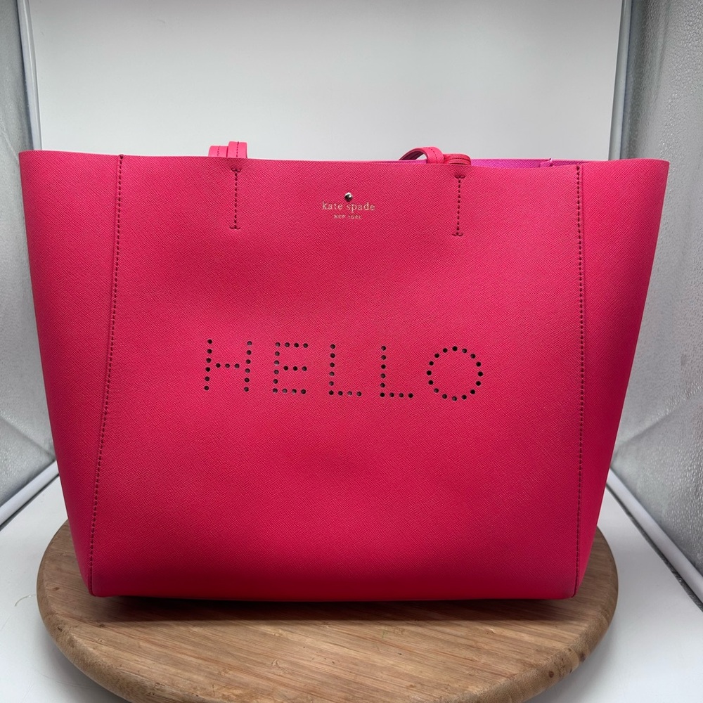 Kate Spade Hello Punching Tote Bag Women Red One Size.